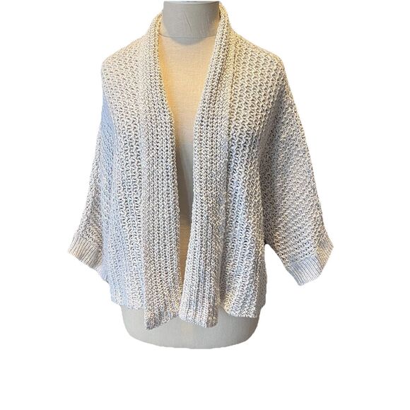 Eileen Fisher Sweaters - Eileen Fisher Cardigan L Beige Linen Blend Open Knit Beachy Minimalist Sweater